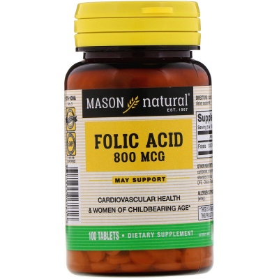 Фолиевая кислота Mason Natural 800 мг 100 таблеток